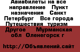 Авиабилеты на все направление › Пункт назначения ­ Санкт-Петербург - Все города Путешествия, туризм » Другое   . Мурманская обл.,Оленегорск г.